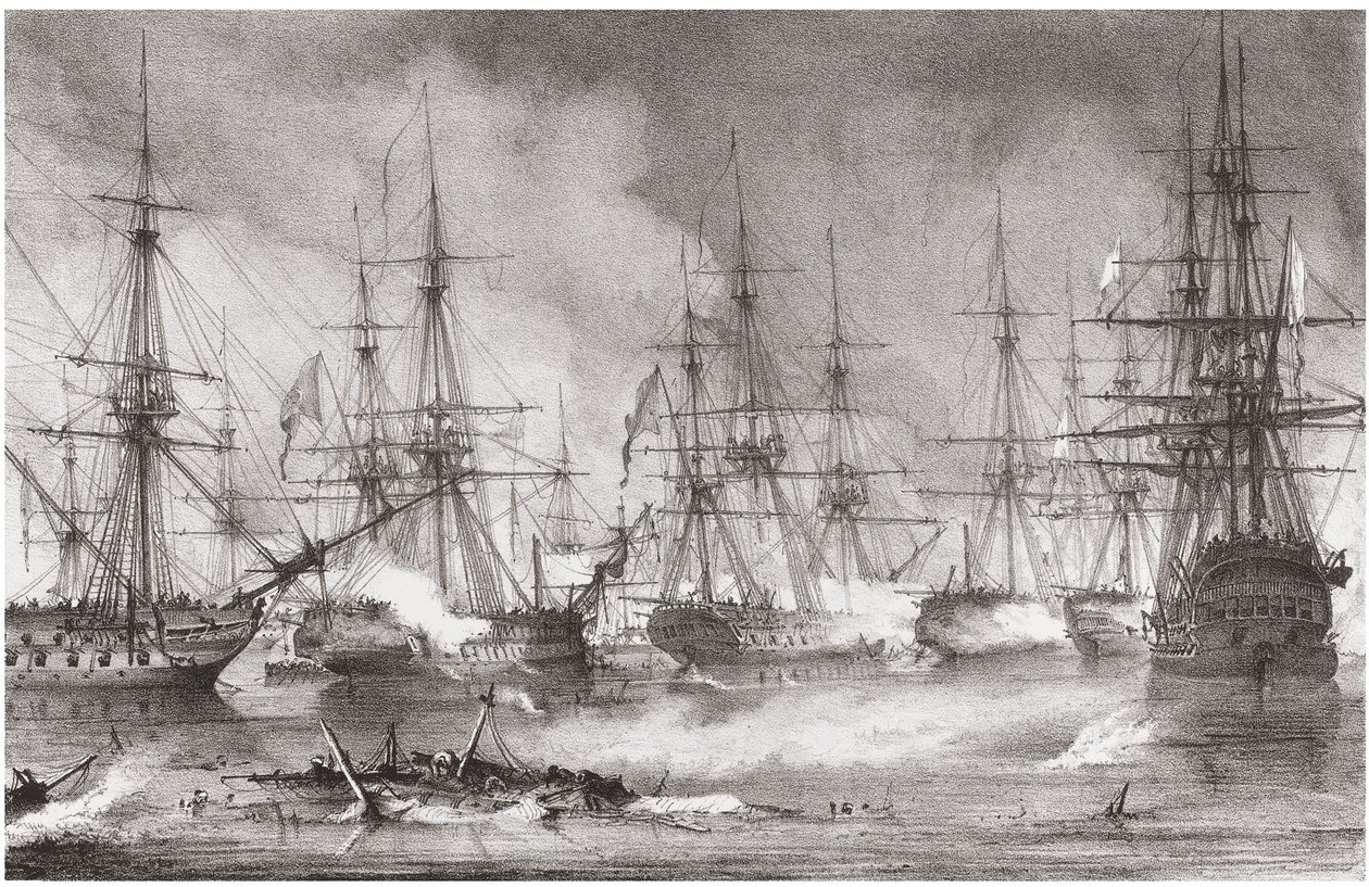 A navarinói tengeri csata 1827. október 20-án alkotó: George Philip Reinagle