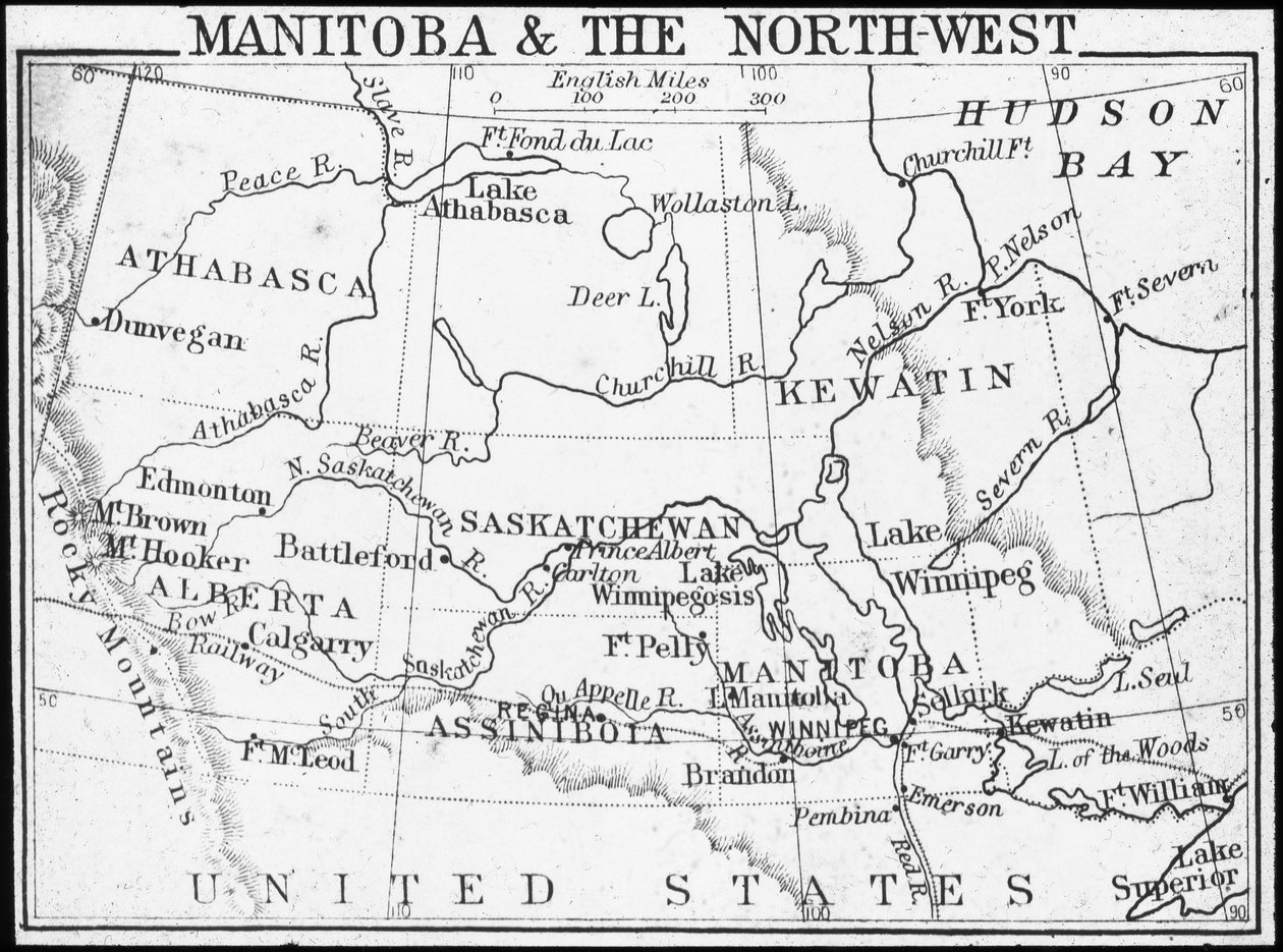 Manitoba és északnyugati térképe, Kanada, c1893 alkotó: George Philip and Son Ltd