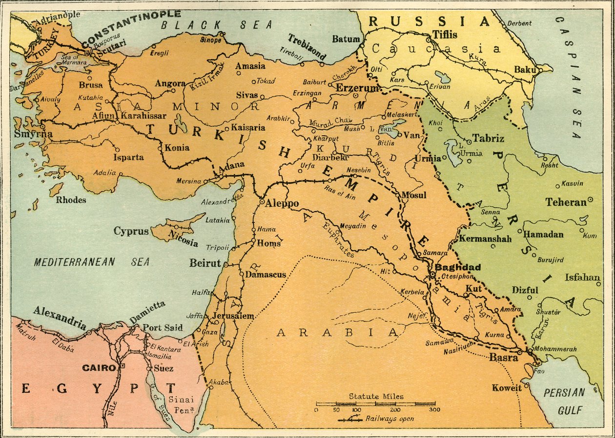 Térkép a mezopotámiai expedíció illusztrálására, 1919. alkotó: George Philip and Son Ltd