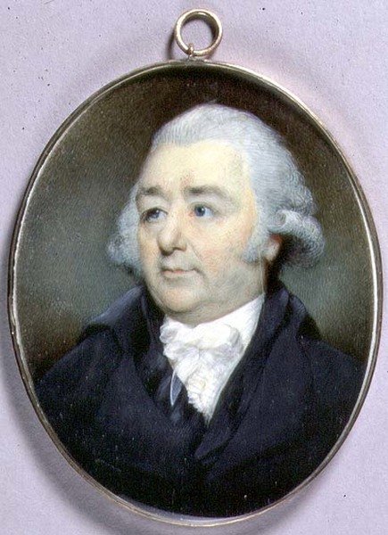 John Flaxman miniatűr portréja, 1798 körül (akvarell elefántcsonton) alkotó: George Place