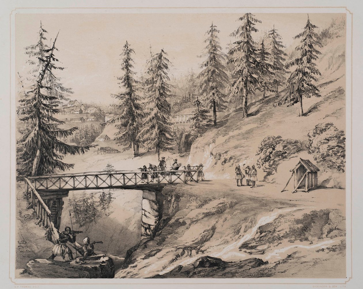 Combermere Bridge, Abbeville és Barretts Panzió, 1846 alkotó: George Powell Thomas