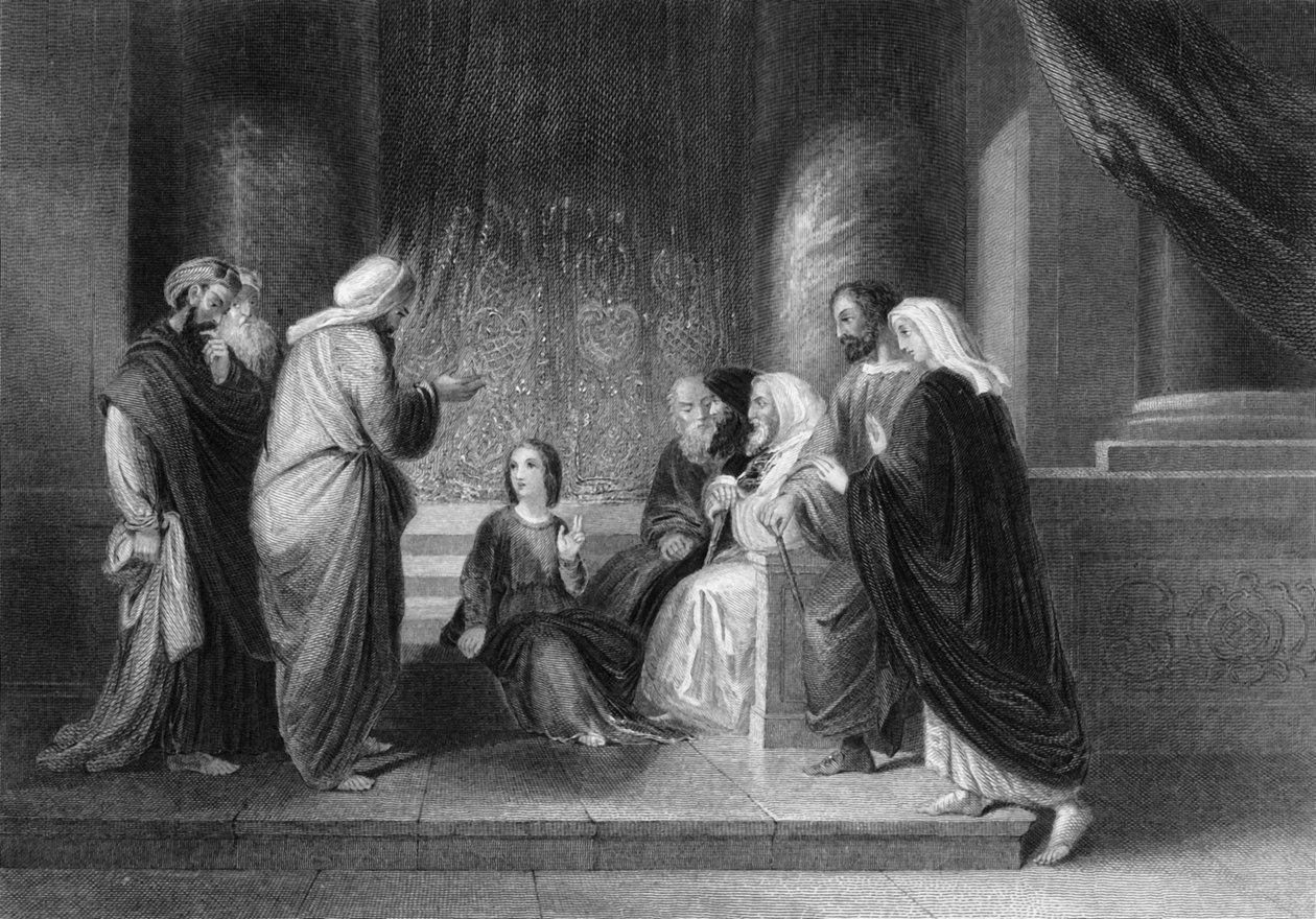A templomban találtak rá, az orvosok között ülve, 1840. alkotó: George Presbury