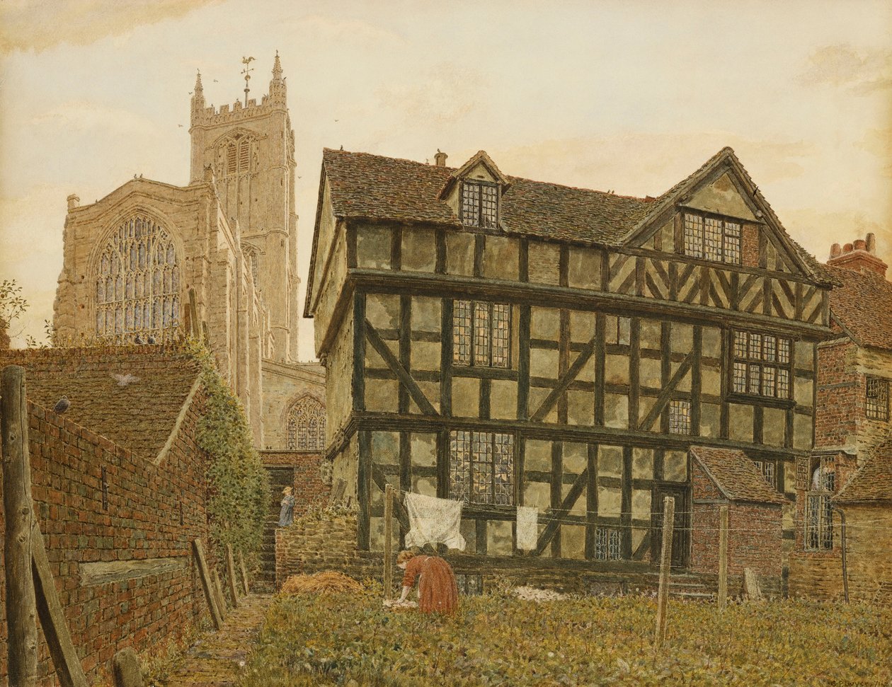 Templom és ősi lakatlan ház Ludlowban, 1871-72 alkotó: George Price Boyce