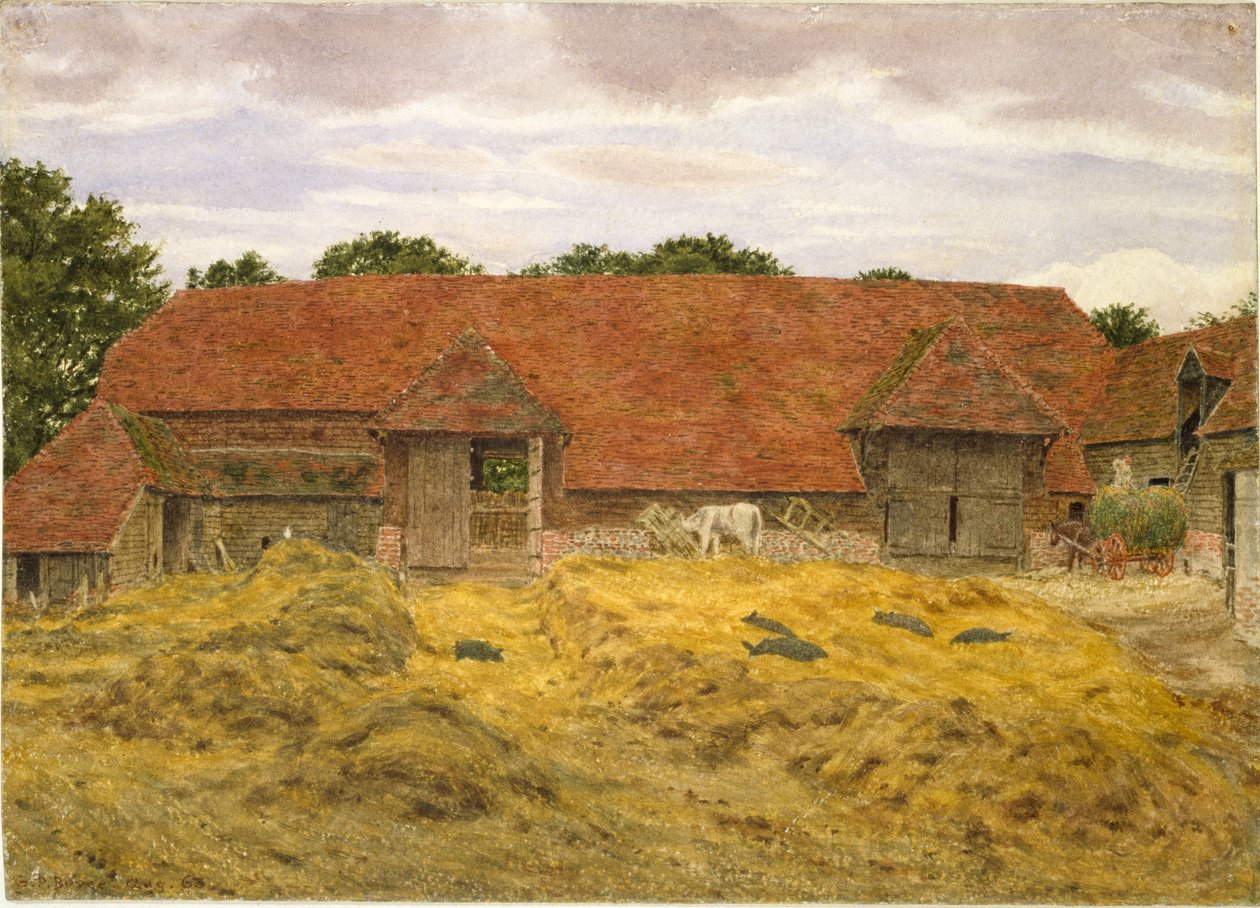 Vörös pajta Whitchurchben, 1868 alkotó: George Price Boyce