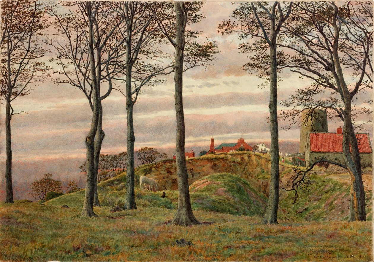 Windmills Hill, Gateshead, 1864 (ceruza és WC papíron) alkotó: George Price Boyce