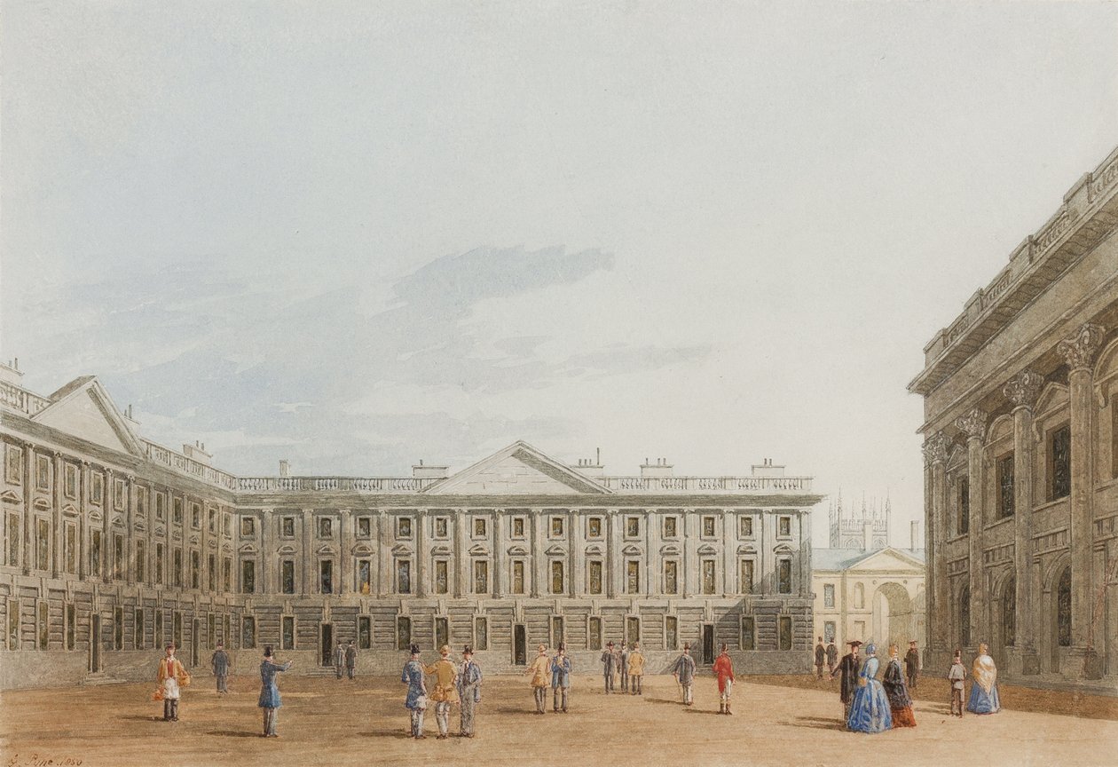 Keletre néző Peckwater Quad, Christ Church, Oxford, 1850 (tinta és WC papíron) alkotó: George Pyne
