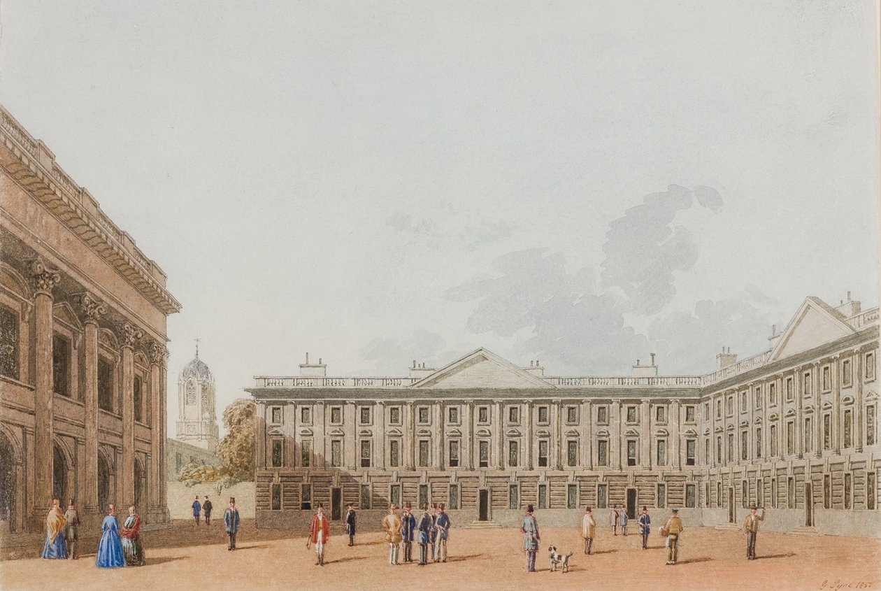 Peckwater Quad kinézetű West, Christ Church, Oxford, 1850 (tinta és WC papíron) alkotó: George Pyne
