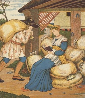 A hercegnő a Rumpelstiltskinből olvas (színes litográfia) alkotó: George R. Halkett