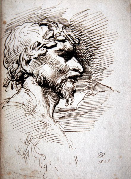 Férfi fej – tanulmány az Ősöknek alkotó: George Richmond