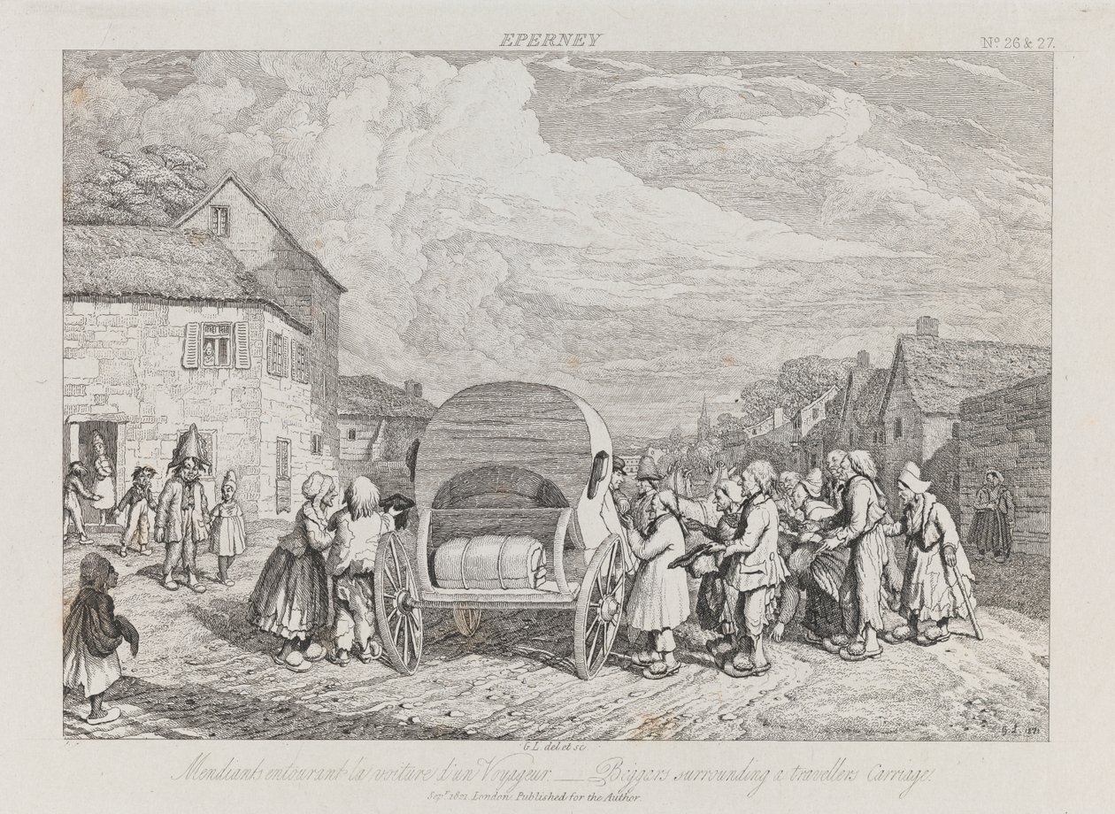 Beggars, Eperney, 1821 körül (rézkarc) alkotó: George Robert Lewis