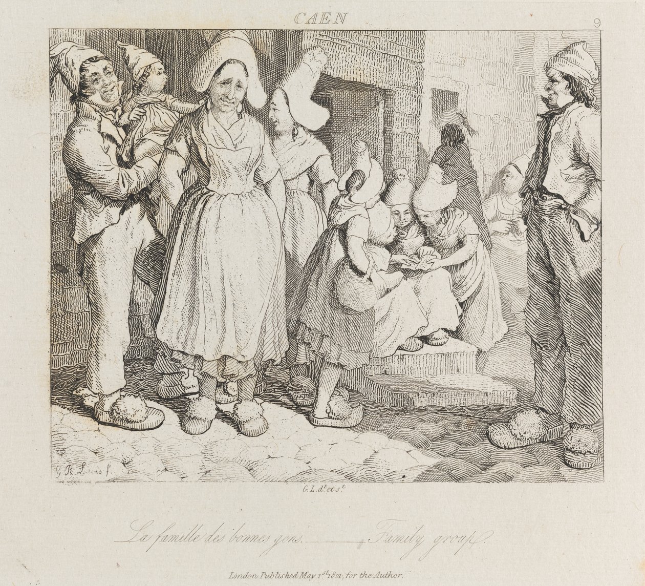 Családi csoport, Caen, 1821 körül (rézkarc) alkotó: George Robert Lewis