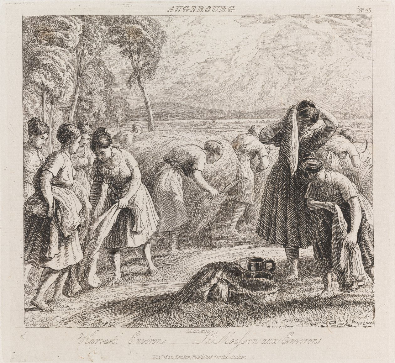 Harvest, Augsbourg, 1821 körül (rézkarc) alkotó: George Robert Lewis