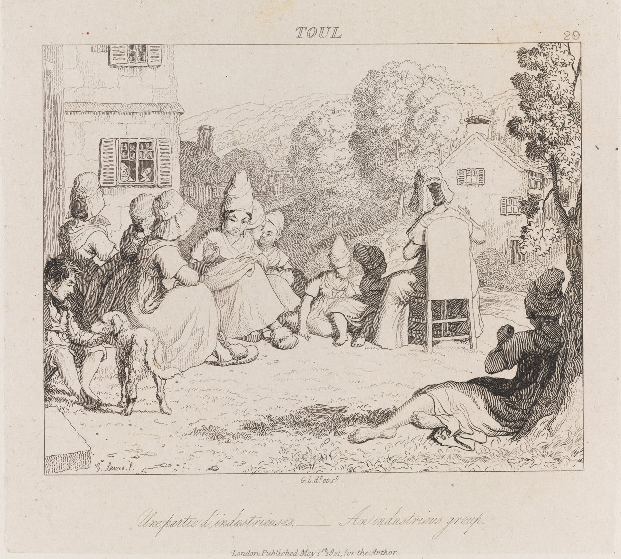 Industrious Group, Toul, 1821 körül (rézkarc) alkotó: George Robert Lewis