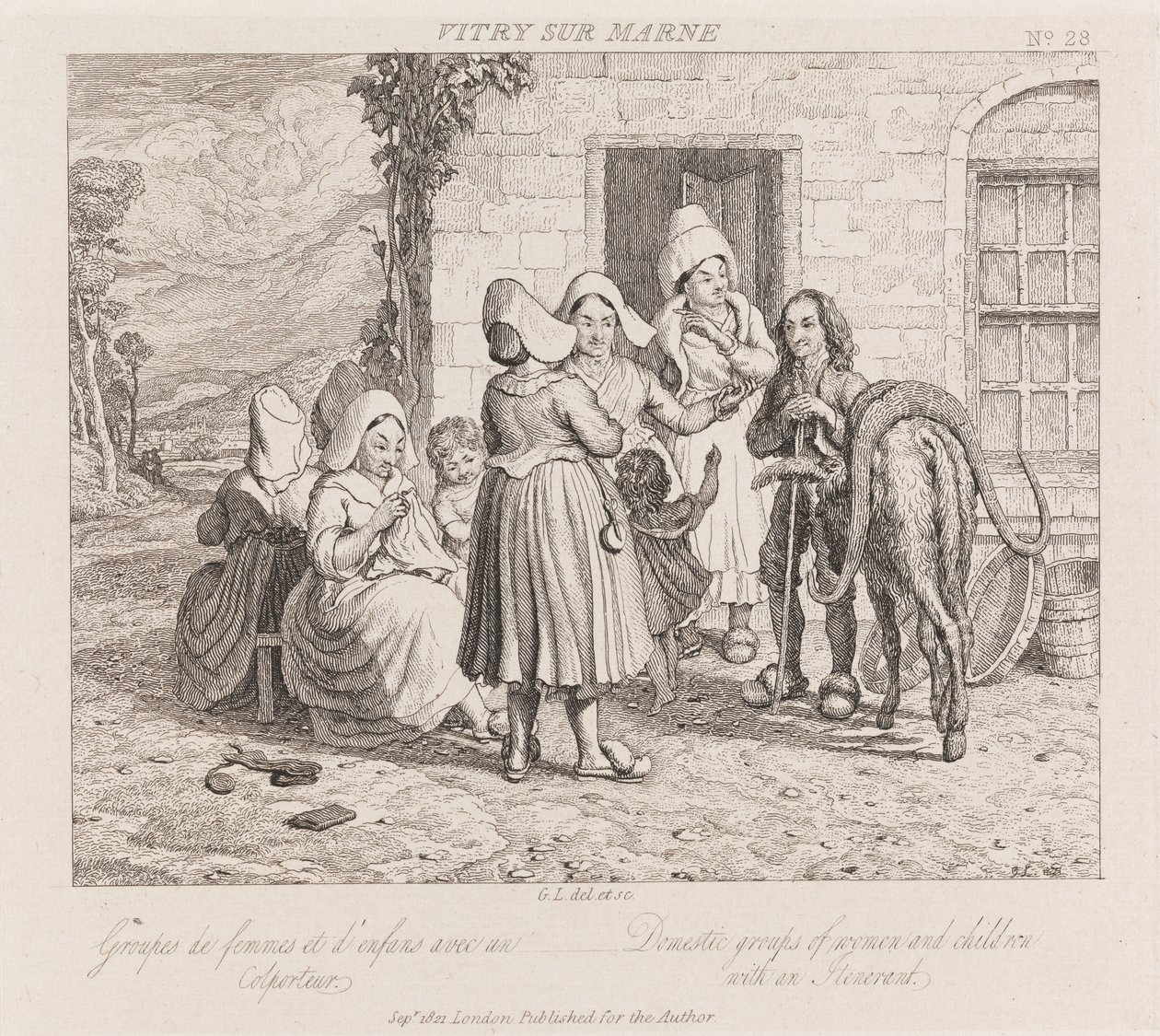 Vándorló, Vitry Sur Marne, 1821 körül (rézkarc) alkotó: George Robert Lewis