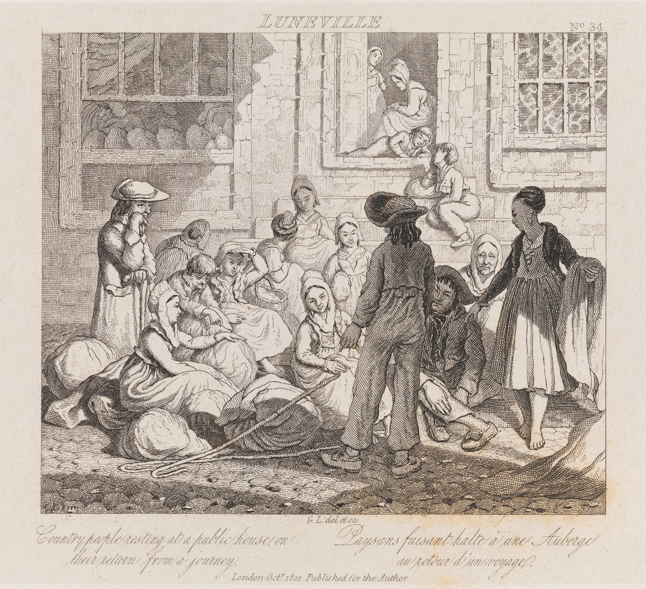 Parasztok pihennek, Luneville, 1821 körül (rézkarc) alkotó: George Robert Lewis