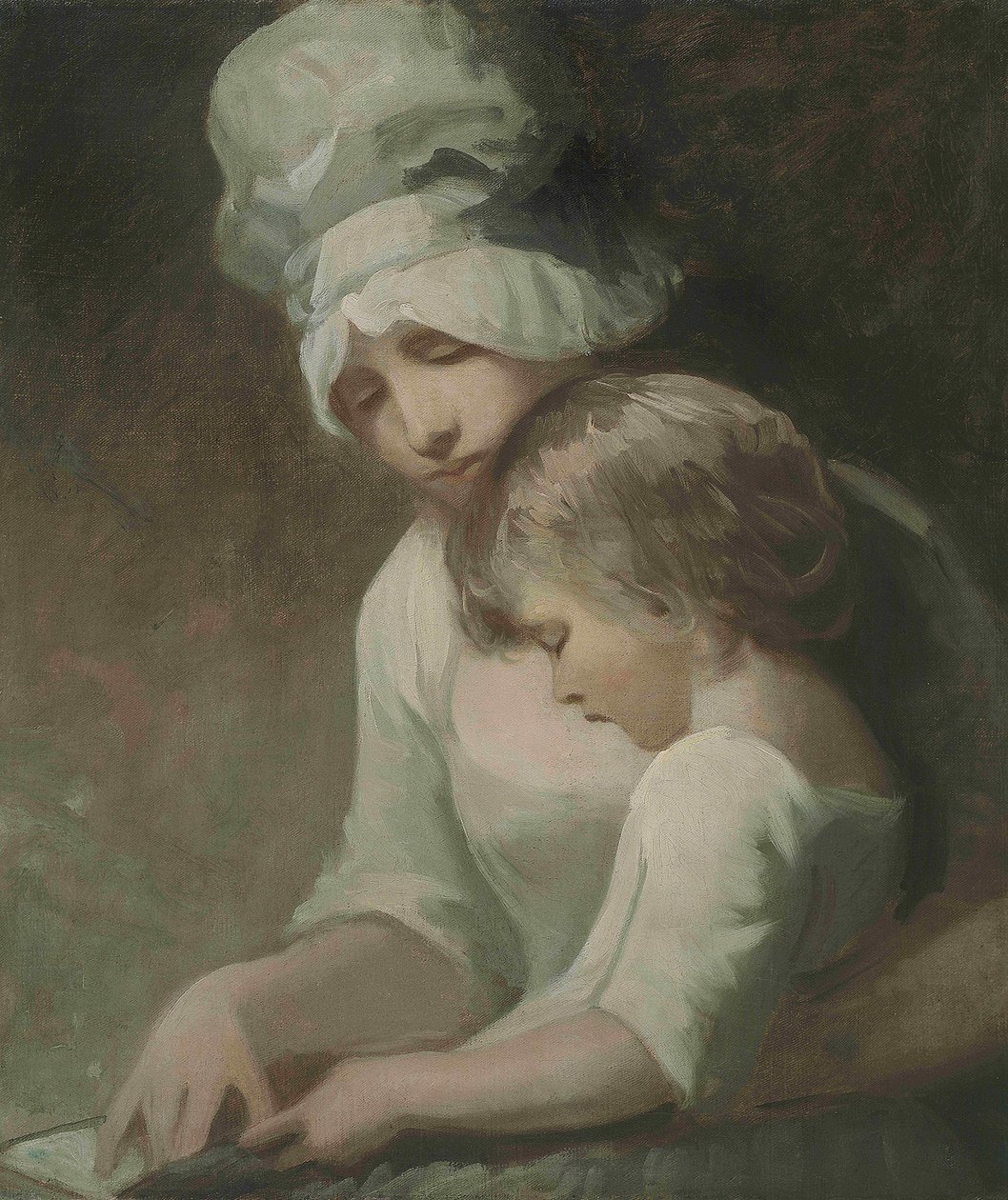 Egy anya és gyermeke olvassa Mrs. Cumberlandet és fiát alkotó: George Romney