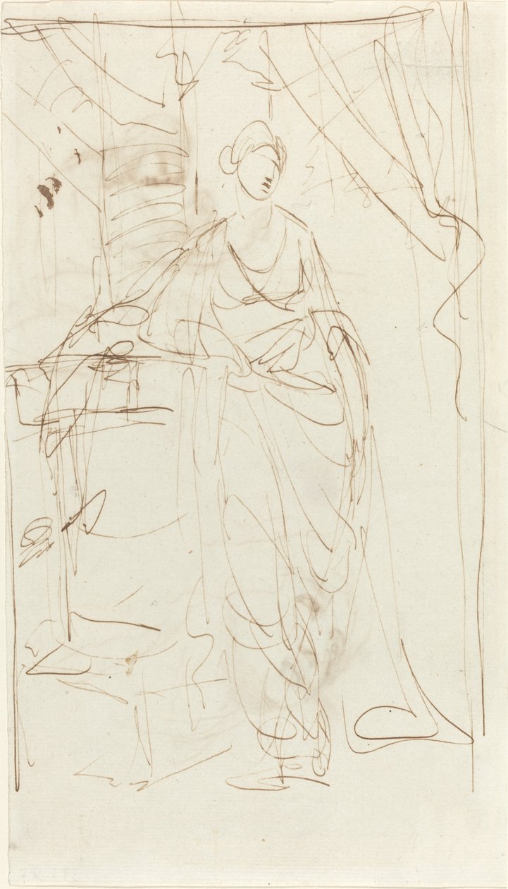 Egy elegáns hölgy klasszikus ruhában [recto] alkotó: George Romney