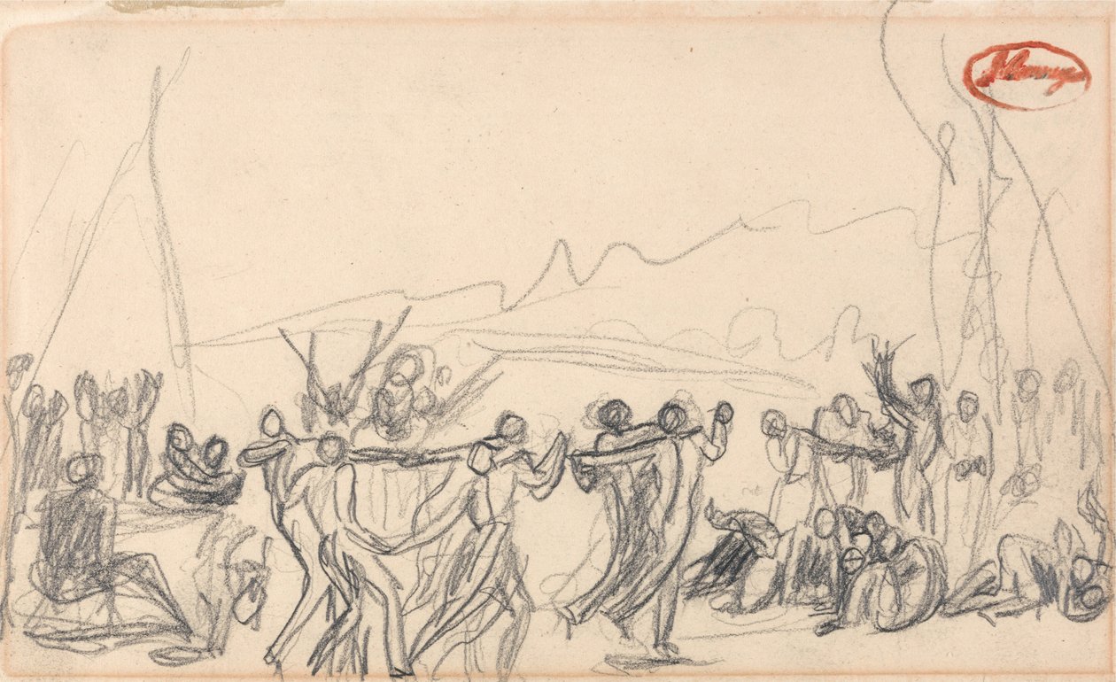 Bakkhanáliás jelenet (valószínűleg az özönvíz előtti időkből) alkotó: George Romney