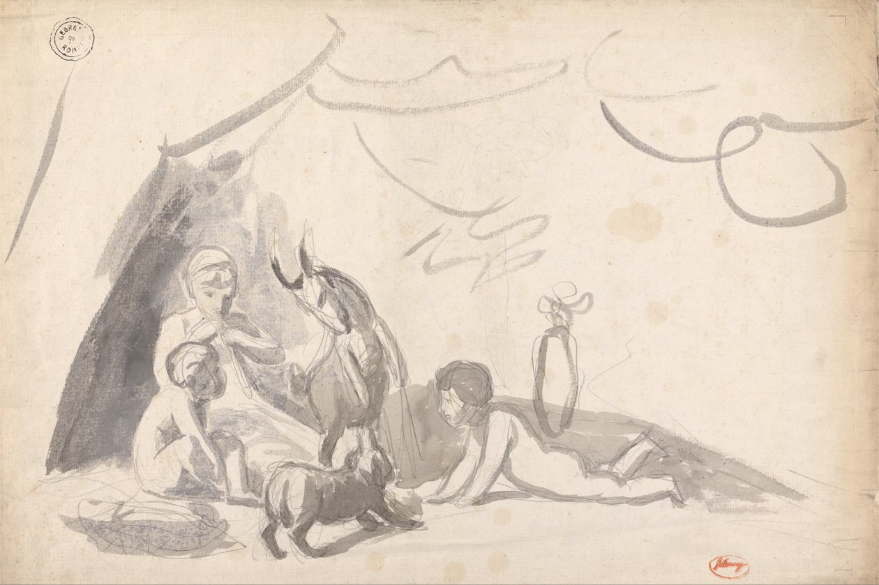Gyermekek egy kecskével és egy kutyával alkotó: George Romney