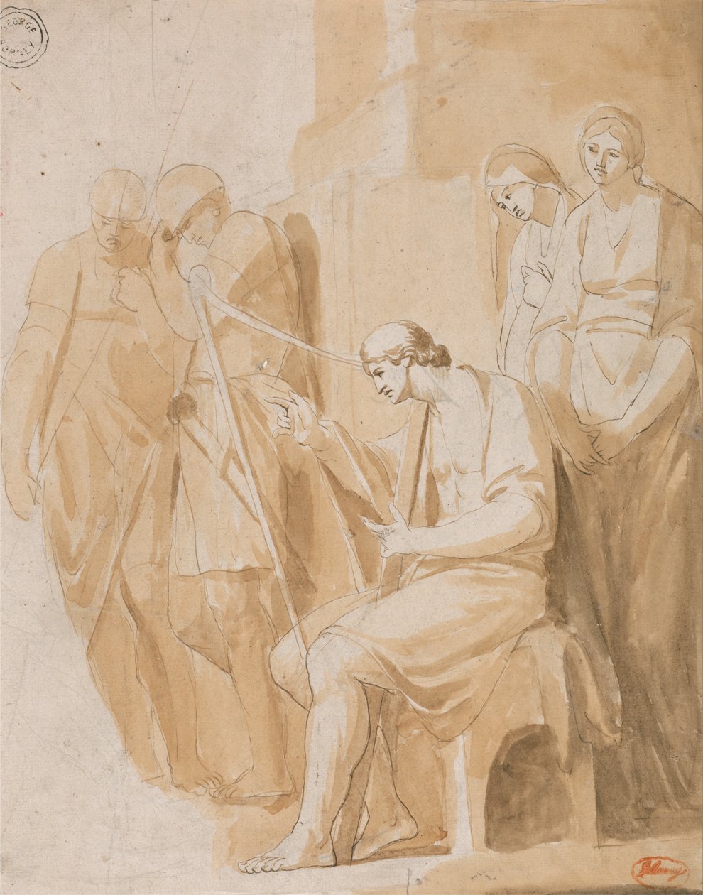 David játszik a hárfán alkotó: George Romney