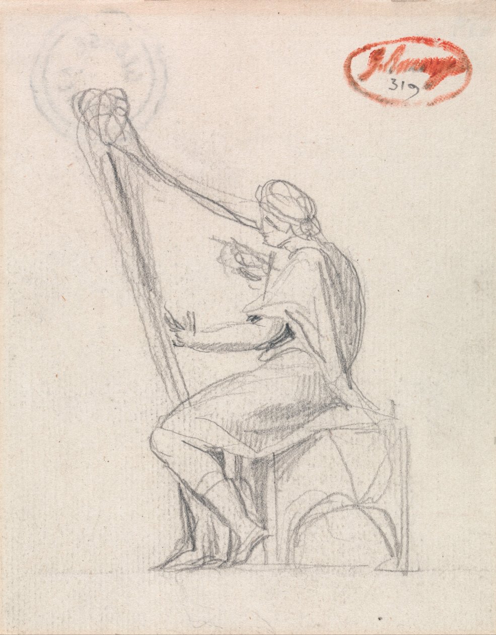 David játszik a hárfán alkotó: George Romney
