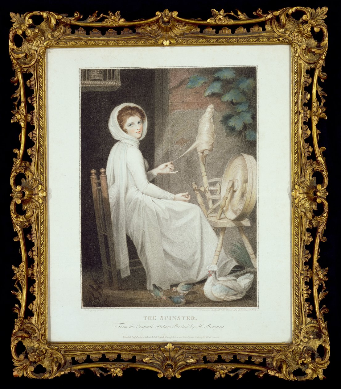 Die Spinnerin (Stich von Thomas Cheesman, nach G. Romney, herausgegeben von John und Josiah Boydell 1789) alkotó: George Romney