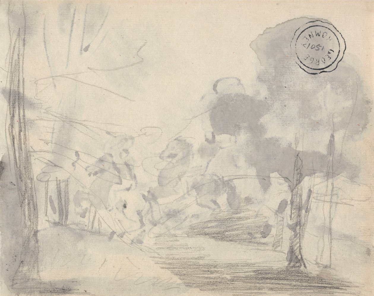 Fákkal tarkított tisztás alkotó: George Romney