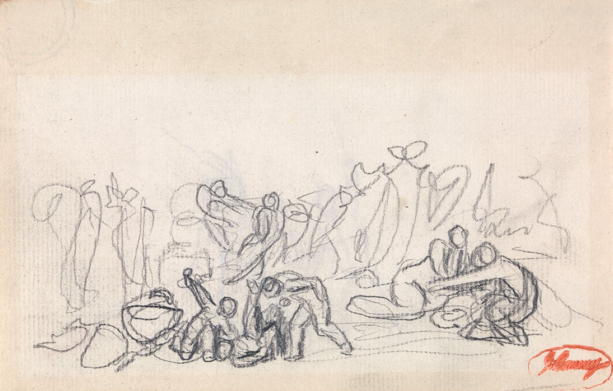 Alakcsoport, valószínűleg játszó nők és gyerekek alkotó: George Romney