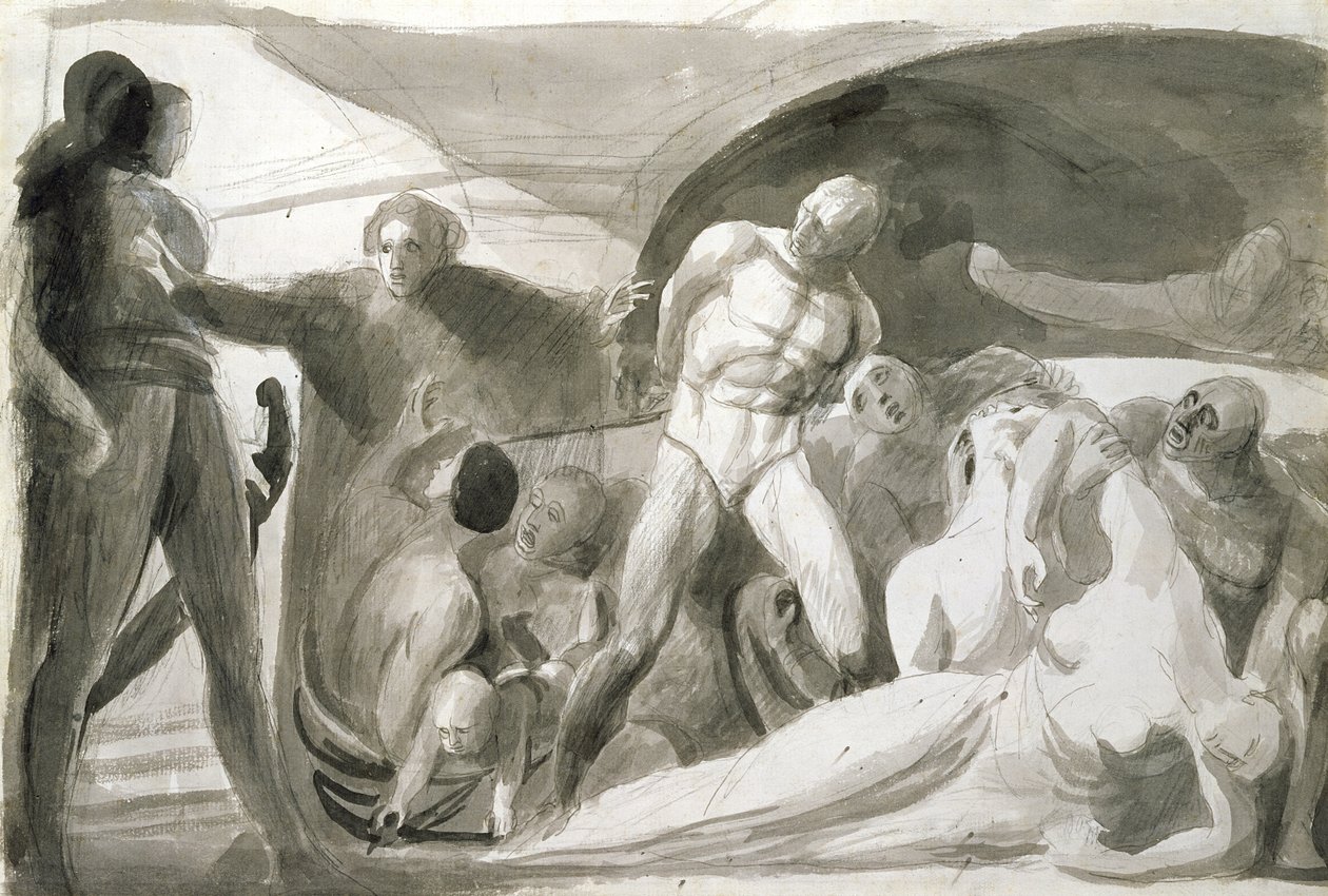 Howard látogatása egy Lazarettóban (toll és tus, mosás, papír) alkotó: George Romney