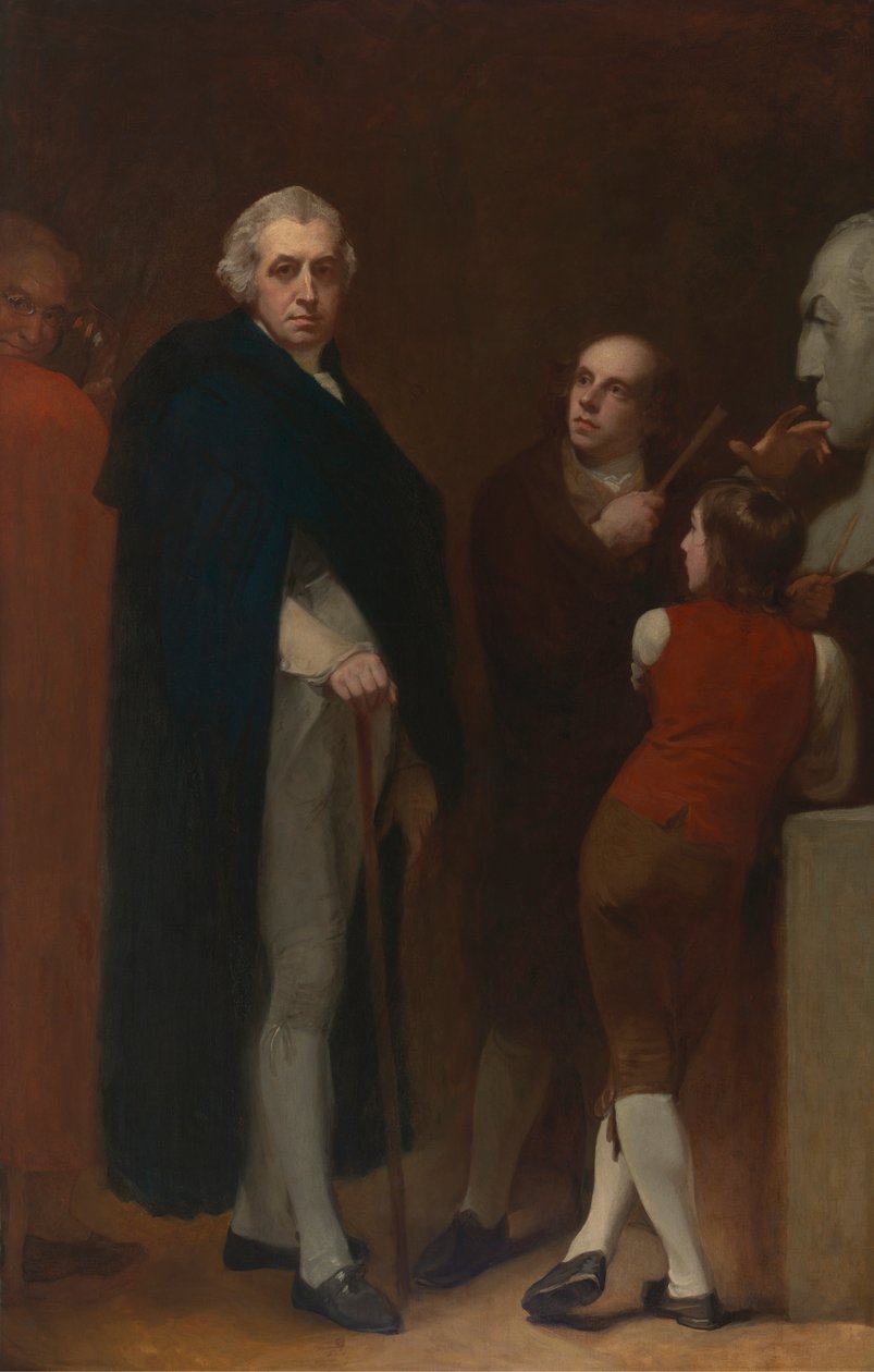 John Flaxman William Hayley mellszobrát modellezi alkotó: George Romney