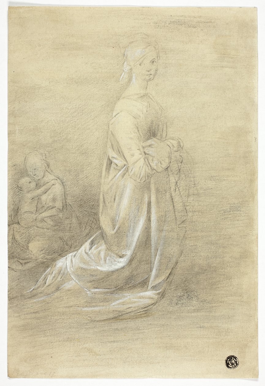 Térdelő nő, ülő anya és gyermeke alkotó: George Romney