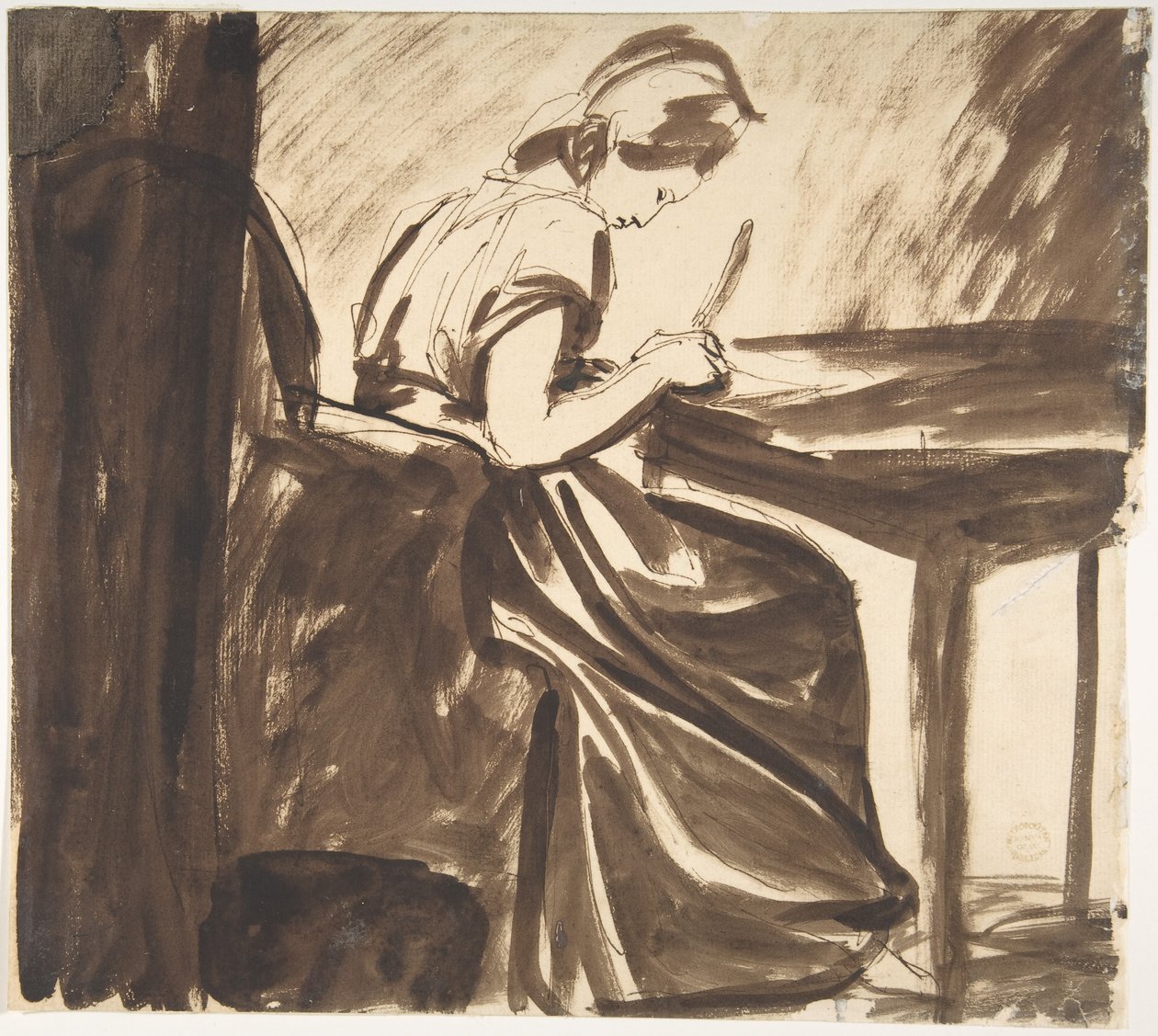 Asztalnál ülő hölgy (előlap); Táncoló alakok (hátlap) alkotó: George Romney