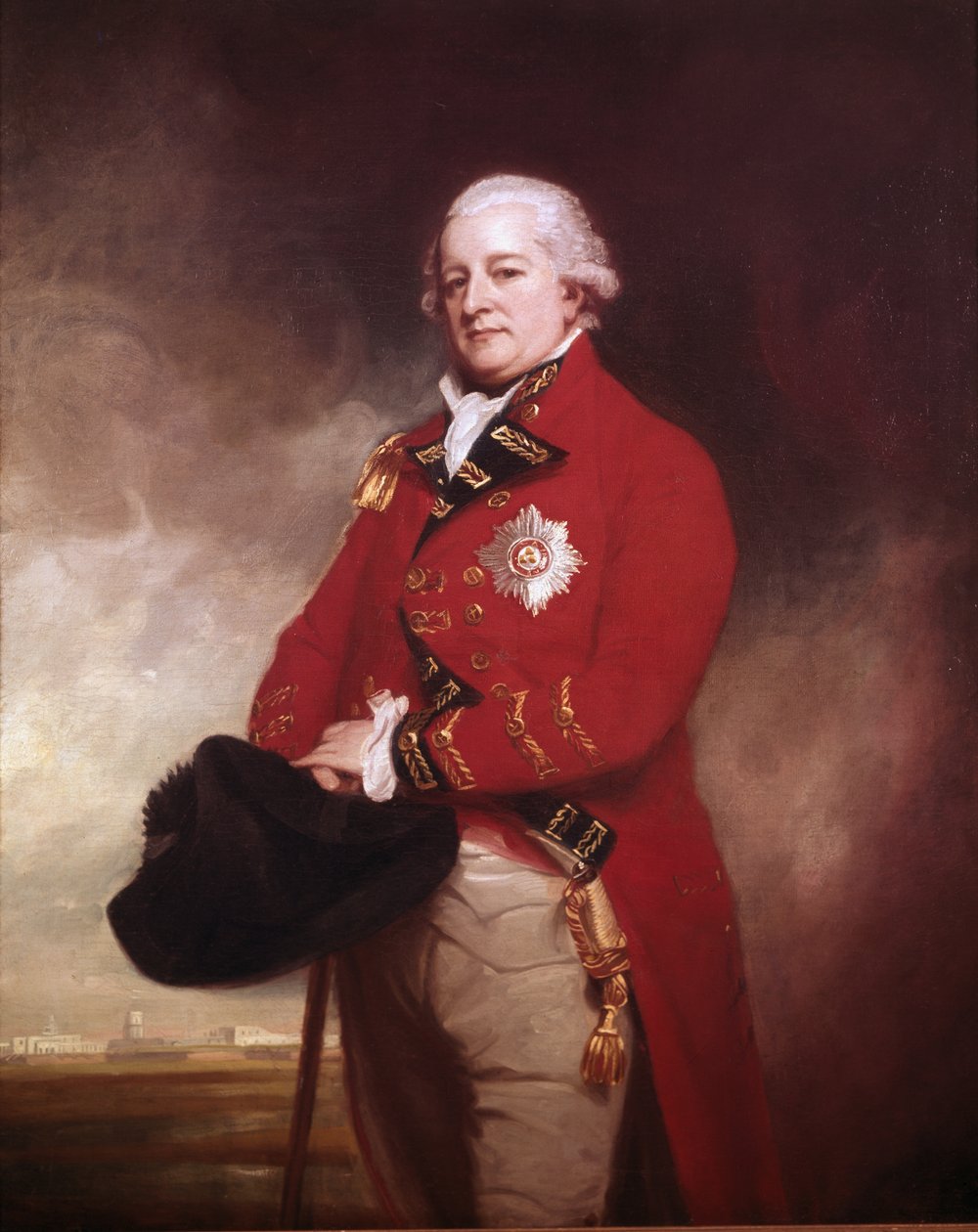 Sir Archibald Campbell inverneili vezérőrnagy és Ross KB, kormányzó és főparancsnok, Madras, 1790 alkotó: George Romney