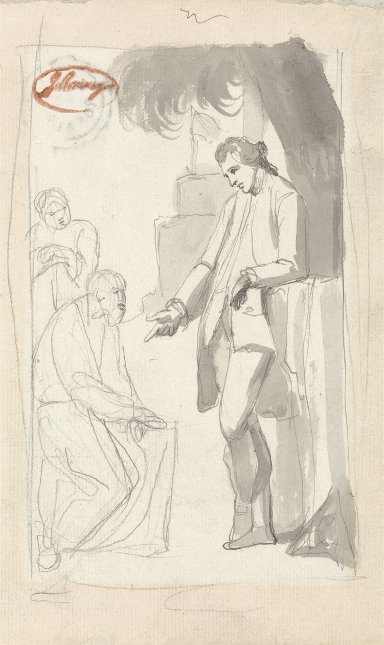Pierson őrnagy és a Brahman (szürke mosás és grafit fektetett papíron) (lásd: 153906) alkotó: George Romney