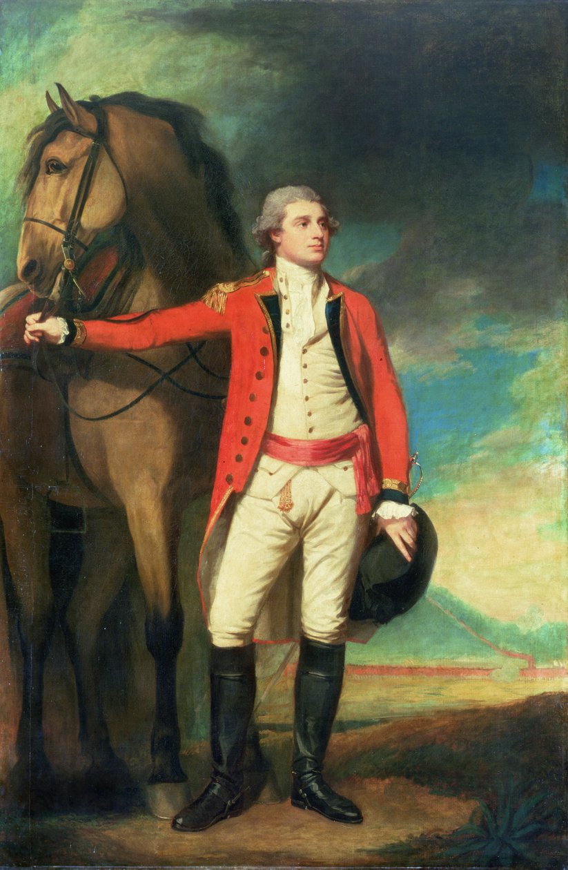 James Hartley vezérőrnagy portréja, a bombayi hadsereg kapitányi egyenruhájában alkotó: George Romney