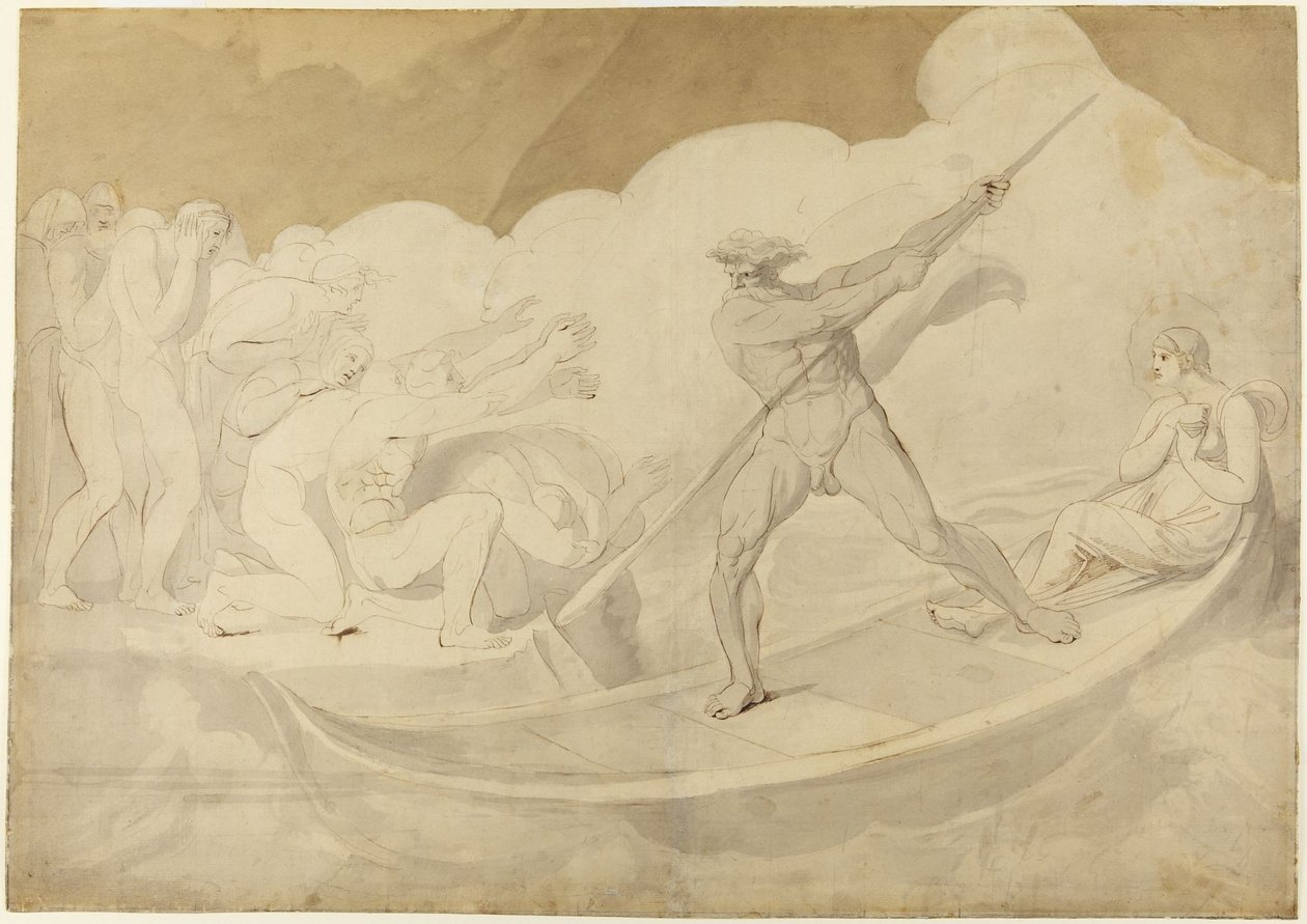 Psziché átkel a Sztyx folyón – Apuleius: Az arany szamár, VI, 18 alkotó: George Romney