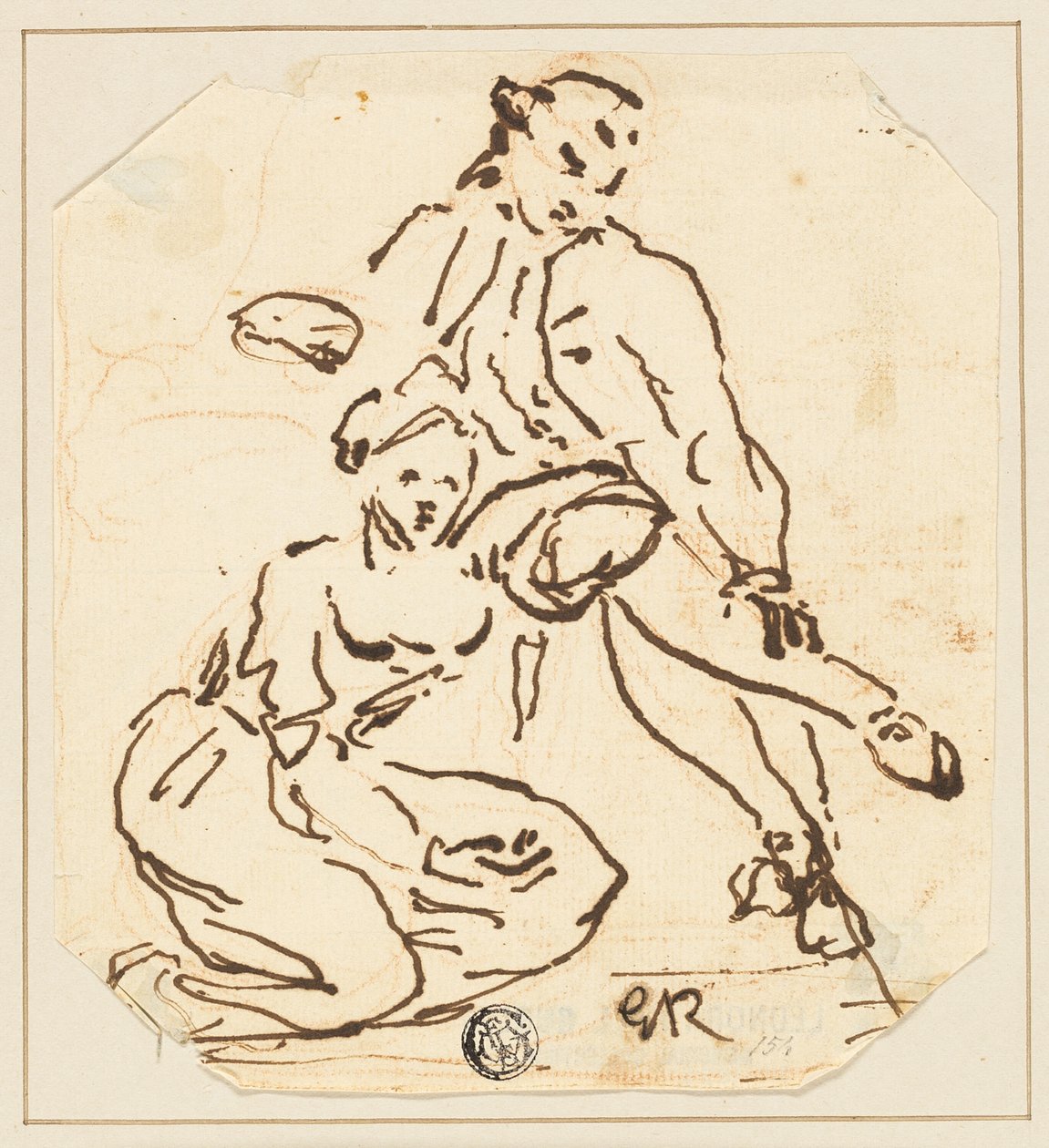 Ülő férfi és nő alkotó: George Romney