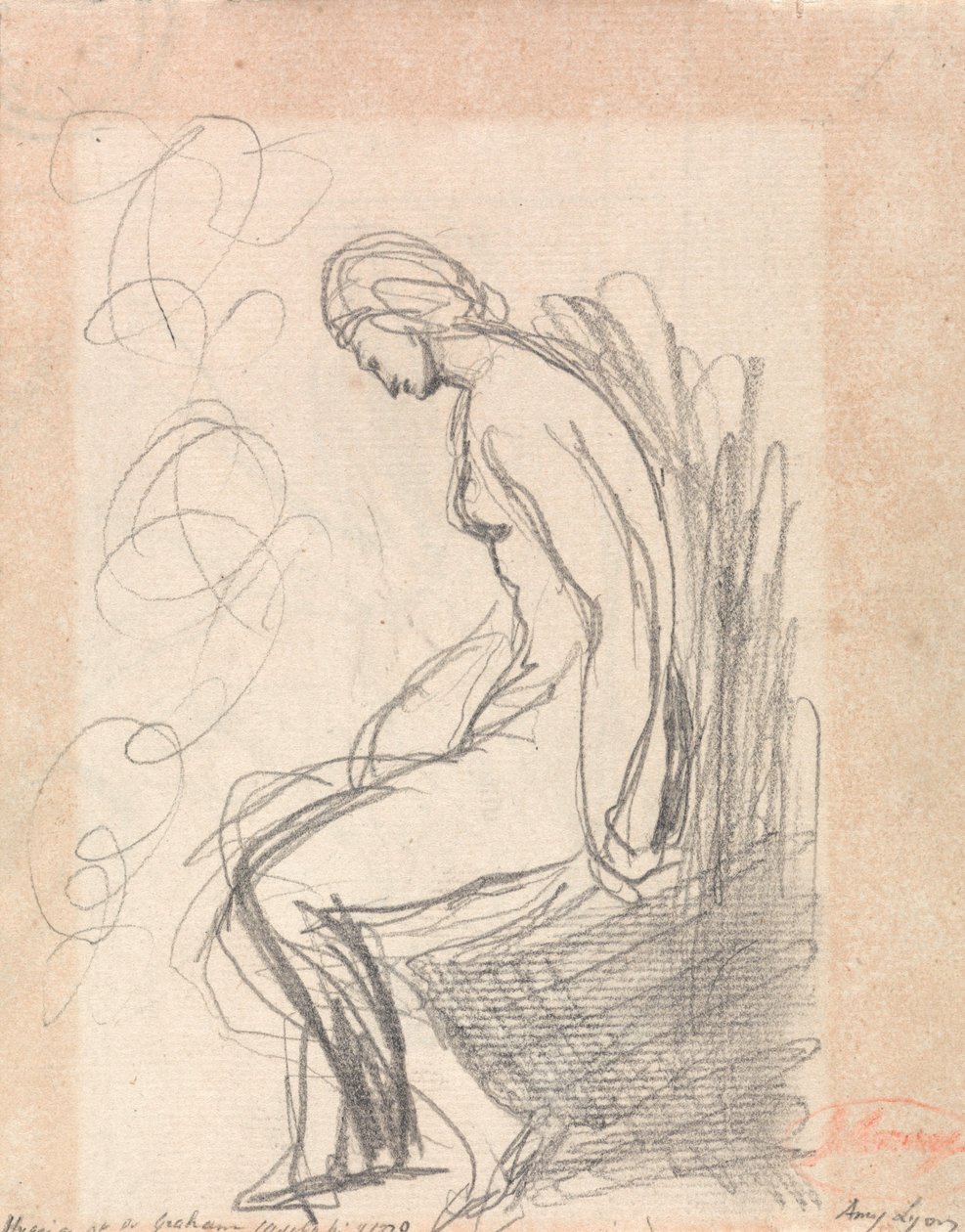 Ülő meztelen nő alkotó: George Romney