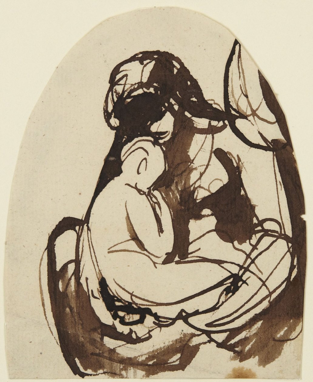 Ülő nő, aki egy gyermeket tart a karjában alkotó: George Romney