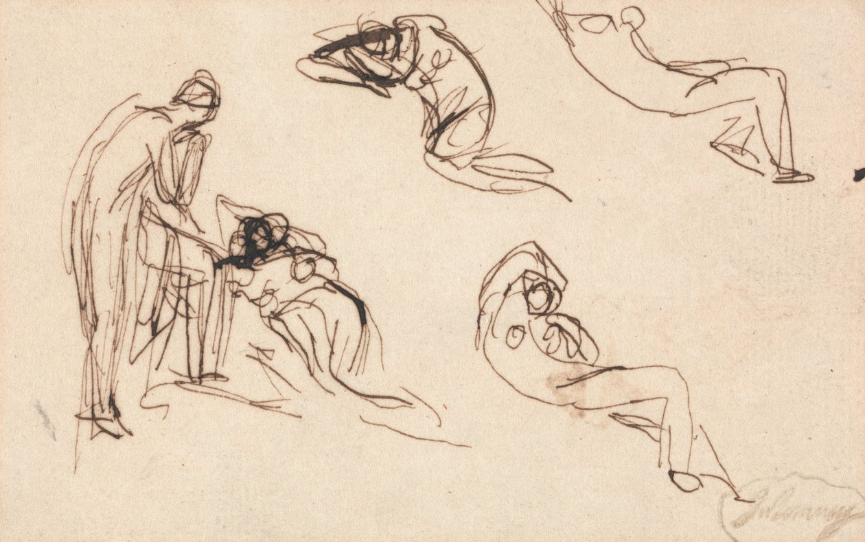 Álló alak és négy fekvő alak alkotó: George Romney