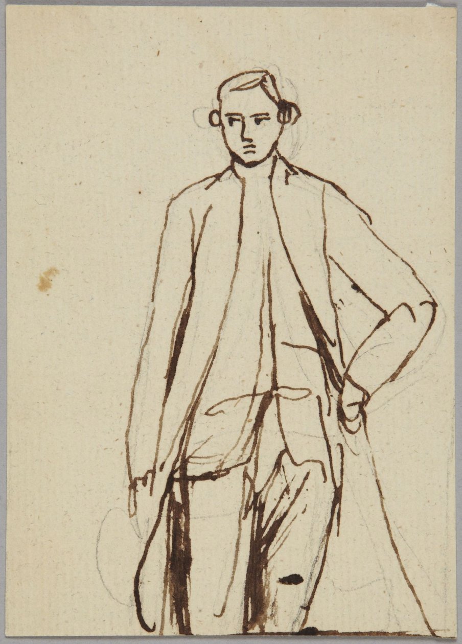 Álló férfi alak, bal keze a csípőjén, portrévázlat alkotó: George Romney