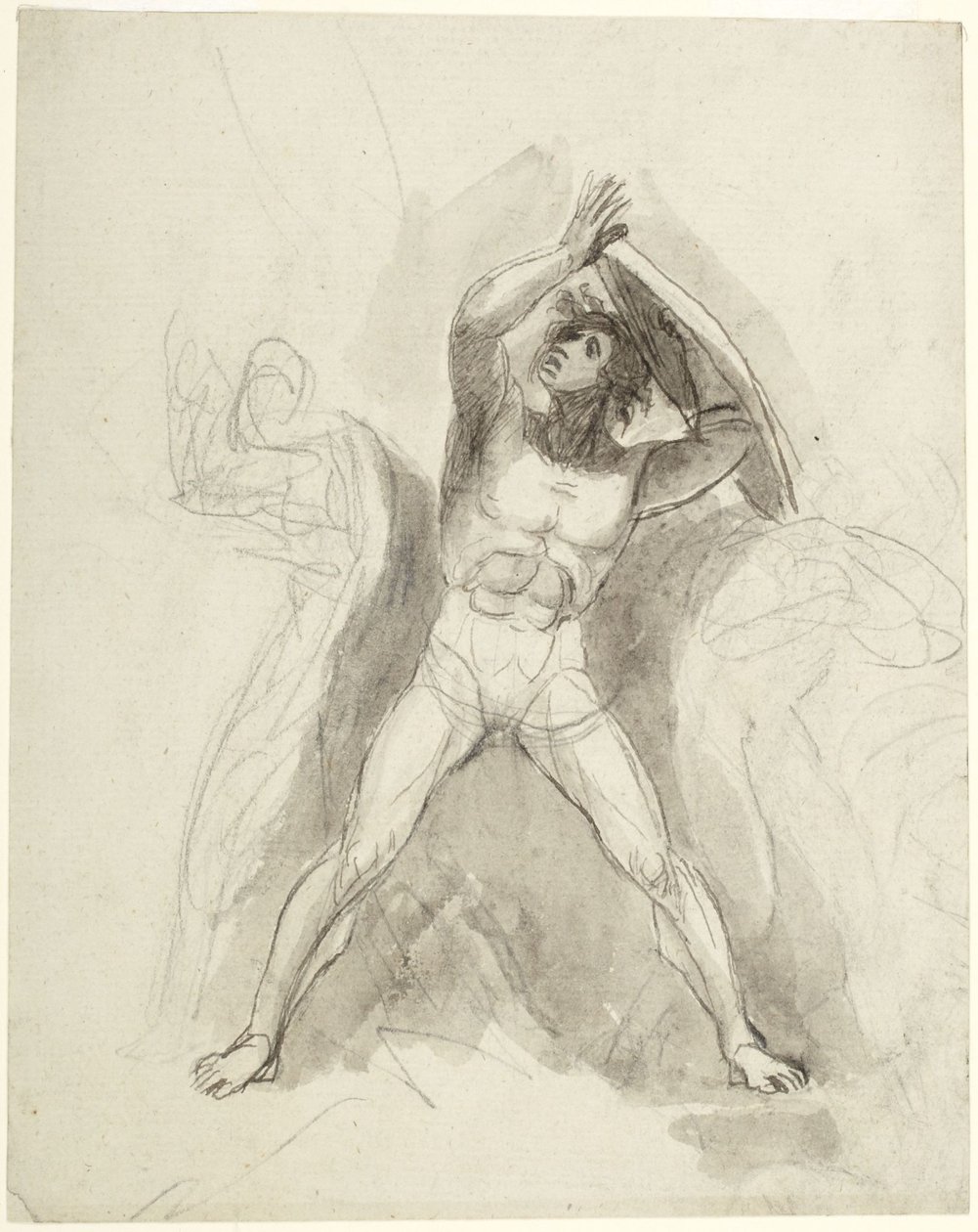 Álló férfi akt pajzzsal alkotó: George Romney