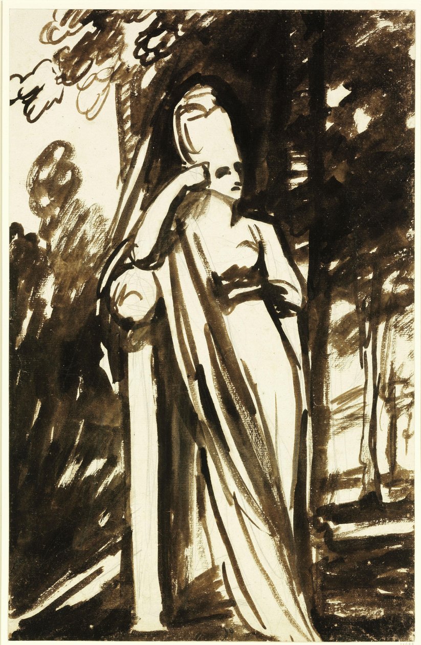 Egy oszlop mellett álló nő alkotó: George Romney