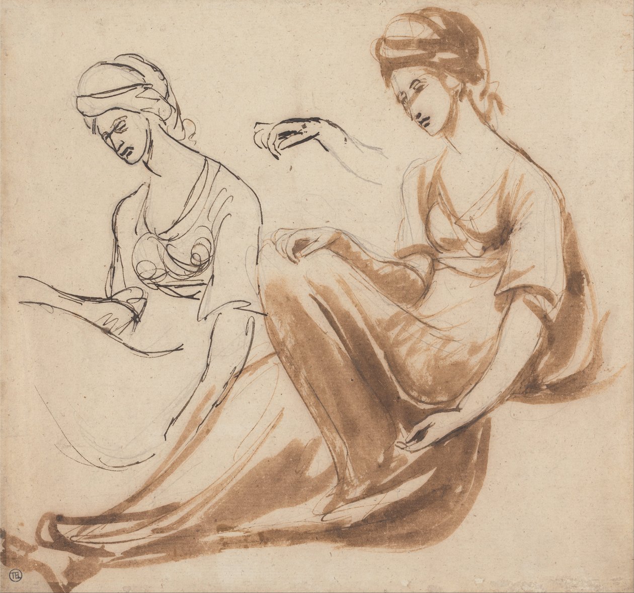 Tanulmányok egy ülő nő alkotó: George Romney