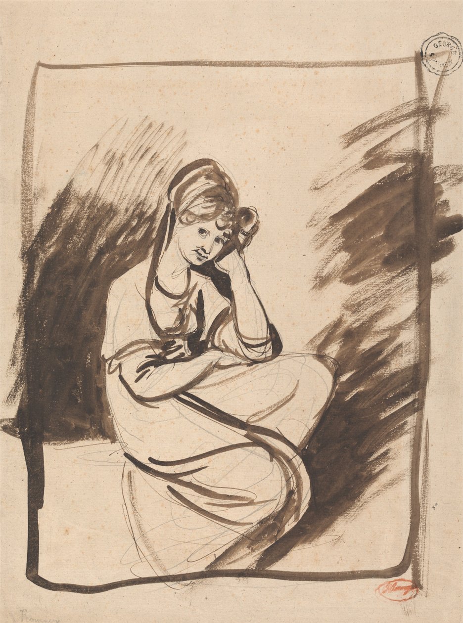 Vázlat egy hölgy portréjához, valószínűleg Elizabeth, Derby grófnőjéhez alkotó: George Romney