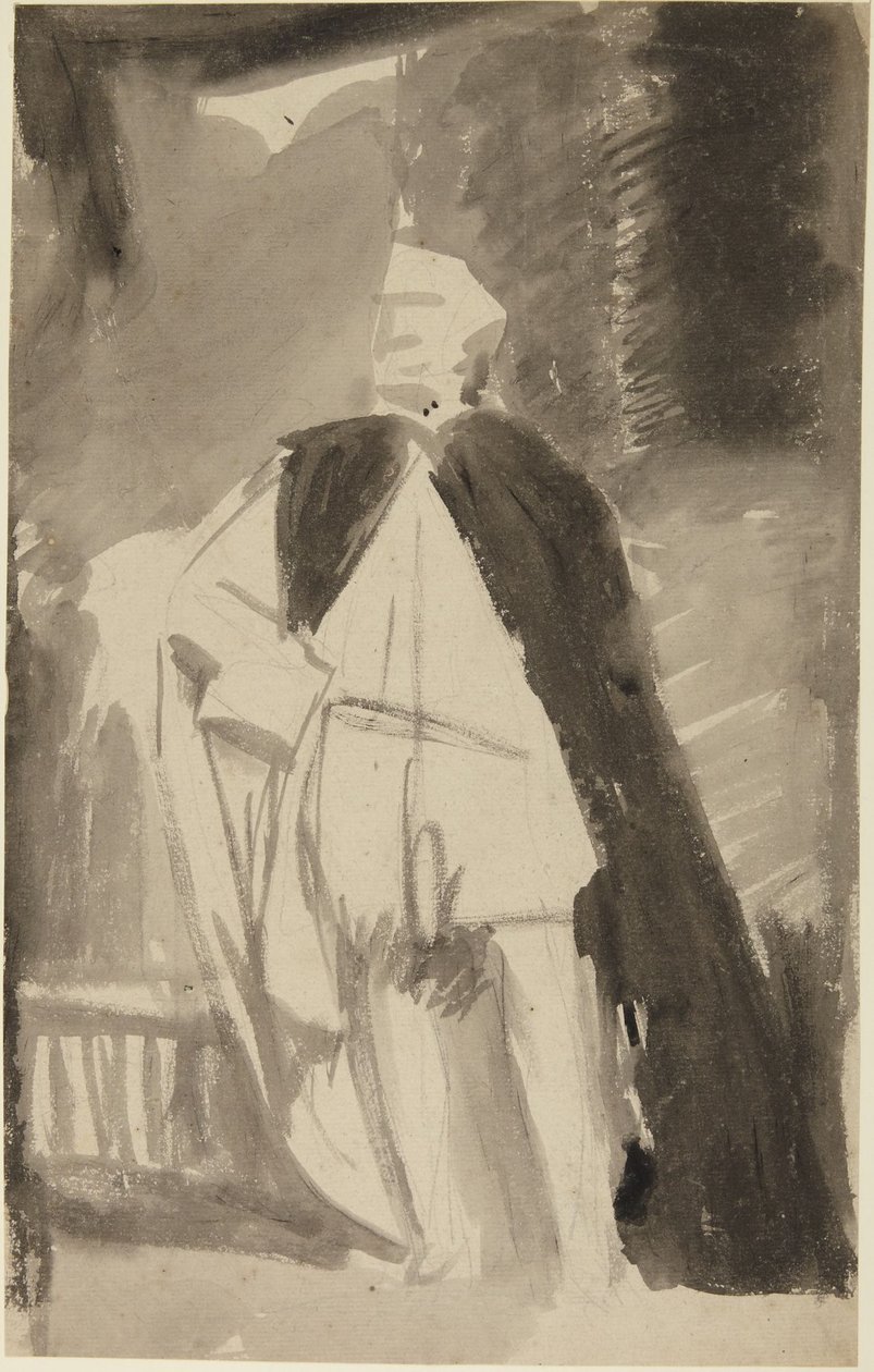 Vázlat egy hosszú köpenyt viselő férfi portréjához alkotó: George Romney