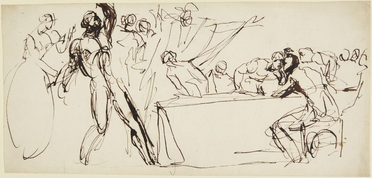 Banquo szellemének elemzése a „Macbeth” című dráma bankettjelenetéből alkotó: George Romney