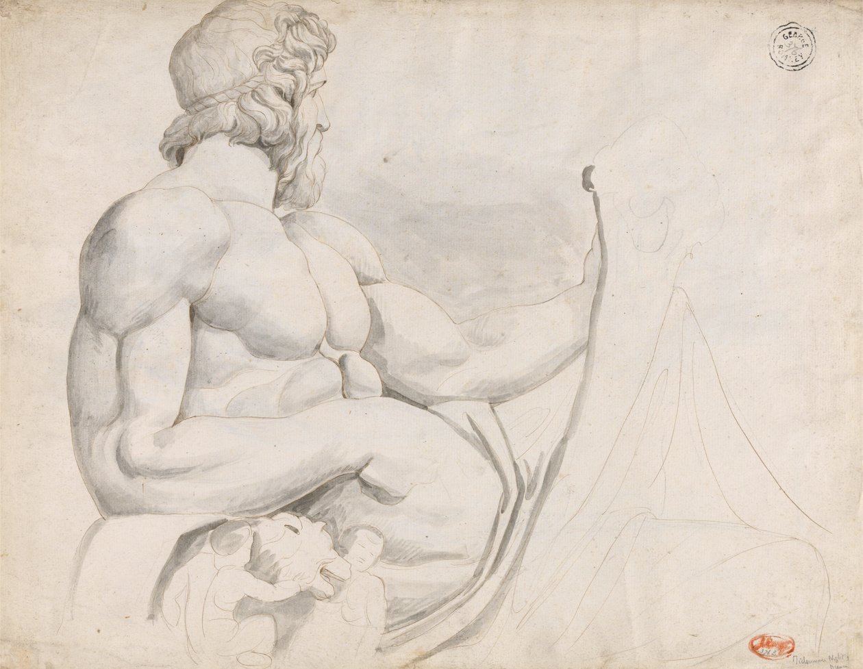 A Tiberis-folyó istenségét ábrázoló szobor vizsgálata alkotó: George Romney