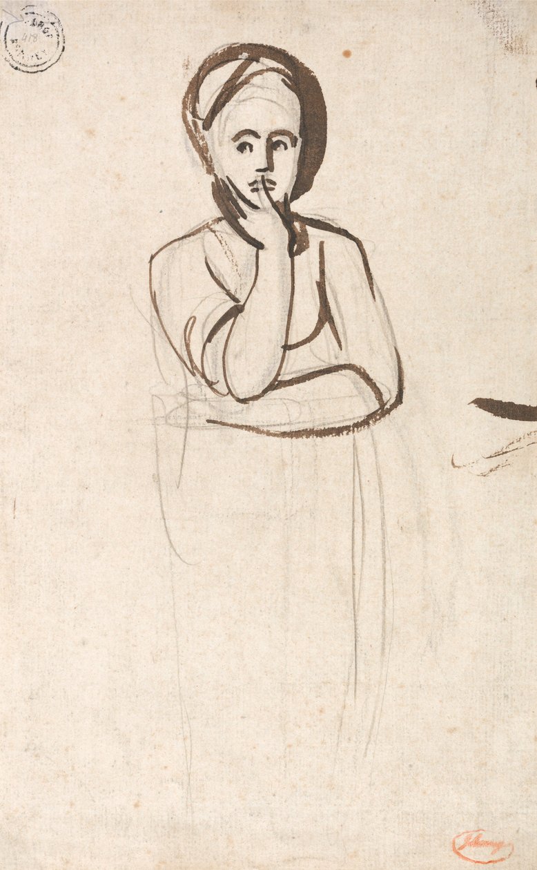 Egy elgondolkodó nő ábrázolása alkotó: George Romney