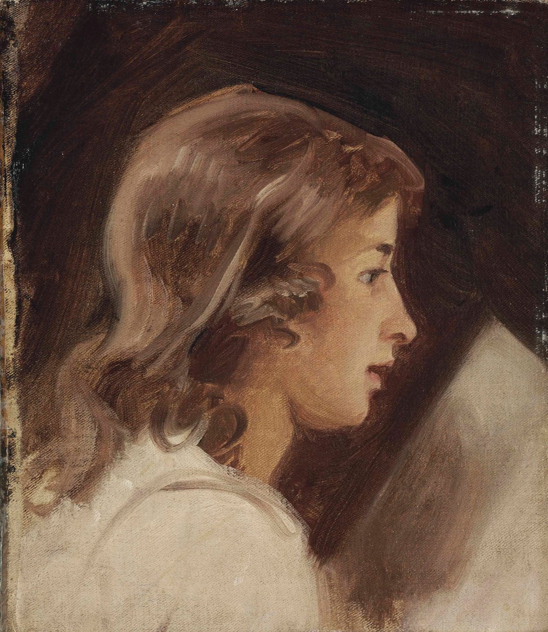 Tanulmány egy olvasó fiúról, profilban alkotó: George Romney